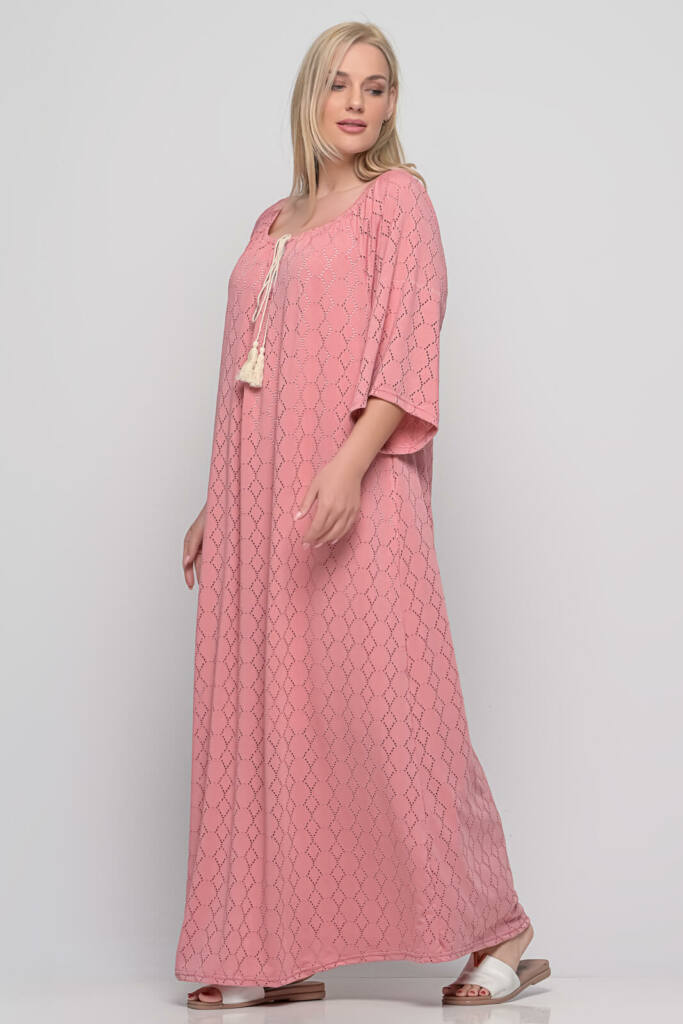 Ροζ nude maxi φόρεμα